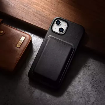 Чохол iCarer Case Leather cover для iPhone 14 Plus натуральна шкіра чорний (сумісний з MagSafe)