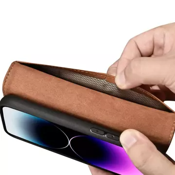 Чохол iCarer Wallet Case 2in1 Phone Case для iPhone 14 Pro Max, шкіряна фліп-чохол із захистом від RFID, коричневий