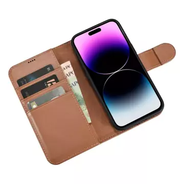 Чохол iCarer Wallet Case 2in1 Phone Case для iPhone 14 Pro Max, шкіряна фліп-чохол із захистом від RFID, коричневий