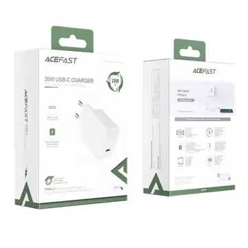 Швидкий зарядний пристрій Acefast USB Type C 20W Power Delivery білий (A1 EU білий)