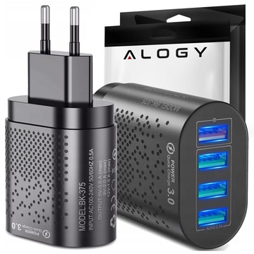 Швидкий зарядний пристрій Alogy 4x USB Quick Charge 3.0 2,4 A, чорний