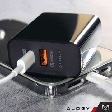 Швидкий зарядний пристрій Alogy Quick Charge QC 3.0 USB-A USB-C PD 65W чорний