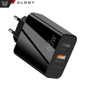 Швидкий зарядний пристрій Alogy Quick Charge QC 3.0 USB-A USB-C PD 65W чорний