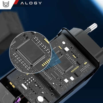 Швидкий зарядний пристрій Alogy Quick Charge QC 3.0 USB-A USB-C PD 65W чорний