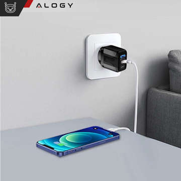 Швидкий зарядний пристрій Alogy Quick Charge QC 3.0 USB-A USB-C PD 65W чорний