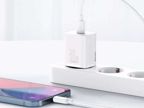 Швидкий зарядний пристрій Baseus Super Si USB-C PD 30W білий