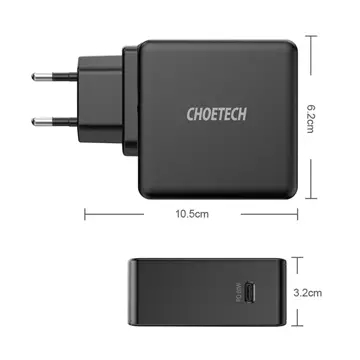 Швидкий зарядний пристрій Choetech USB Type C PD 60W 3A Black (Q4004-EU)