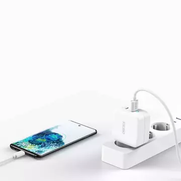 Швидкий настінний зарядний пристрій Choetech GaN USB Type C PD USB-A QC3.0 65W 3.25A білий (PD8002)