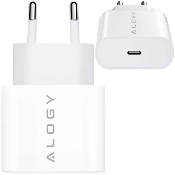 Швидкий настінний зарядний пристрій USB-C 30 Вт USB тип C GaN PD для iPhone Alogy cube Білий кабель USB-C 1 м