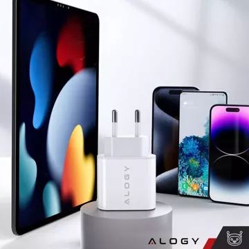 Швидкий настінний зарядний пристрій USB-C 30 Вт USB тип C GaN PD для iPhone Alogy cube Білий кабель USB-C 1 м