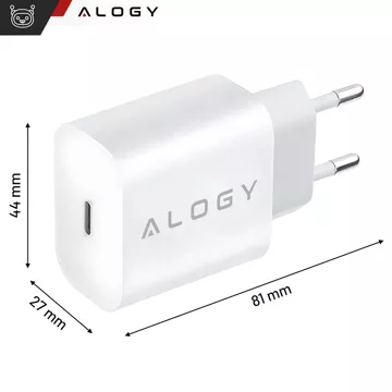 Швидкий настінний зарядний пристрій USB-C 30 Вт USB тип C GaN PD для iPhone Alogy cube Білий кабель USB-C 1 м