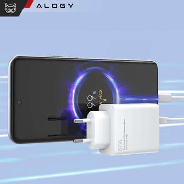 Швидкий потужний зарядний пристрій USB потужністю 67 Вт для Xiaomi QC Alogy Cube Fast Charging White