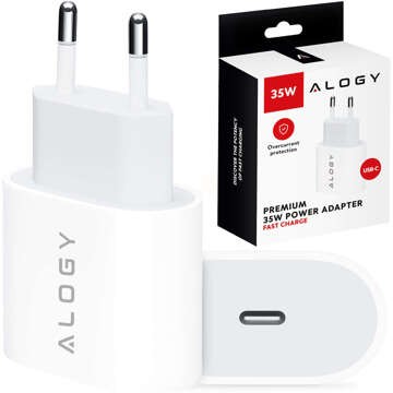 Швидкий і потужний настінний зарядний пристрій 35 Вт USB-C USB type C PD GaN для iPhone Alogy White