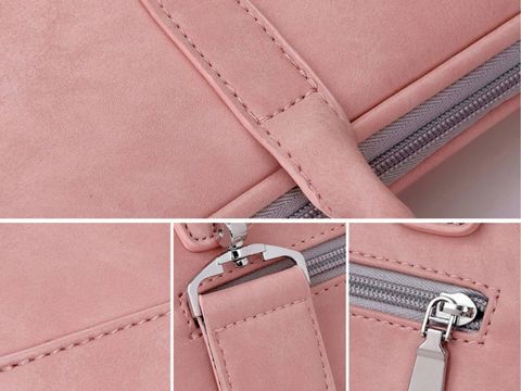 Шкіряна сумка для ноутбука J.QMEI sleeve 15" for MacBook Air / Pro Pink