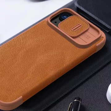 Шкіряний чохол Nillkin Qin Pro Leather Flip Case with Camera Cover для iPhone 15 Pro Max - чорний