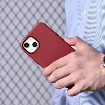 Шкіряний чохол iCarer Case з натуральної шкіри для iPhone 14 Plus Red (сумісний з MagSafe)