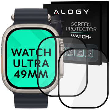 2 гнучкі скляні 3D Alogy Screen Protector Pro для Apple Watch Ultra 49 мм, чорний