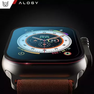 2 рамки із загартованого скла для Apple Watch Ultra / Ultra 2 49mm Screen Alogy Protector 9H Black