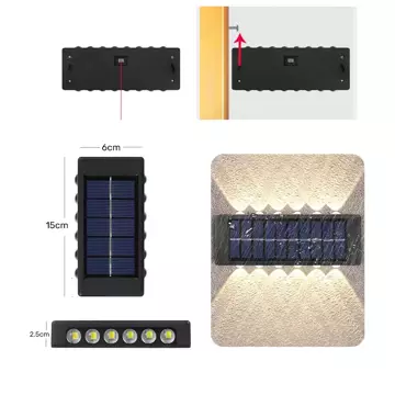 2x Настінний світильник на сонячних батареях Alogy Solar Lamp зовнішній фасад із датчиком темряви 12 LED