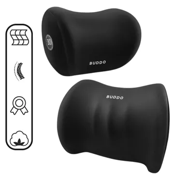 2x Alogy Car Pillow Back Lumbar Neck Support Memory Foam Black