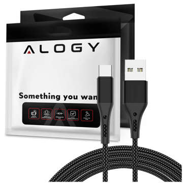 Alogy кабель USB-A до USB-C Type C 3A кабель 2 м чорний