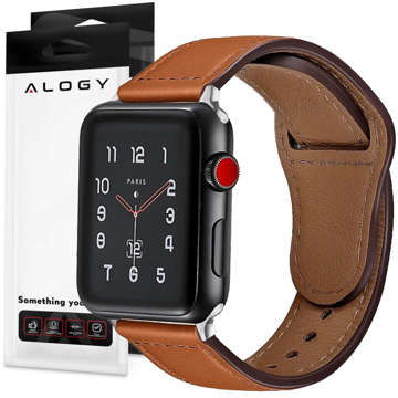 Alogy Leather Strap Band Leather for Apple Watch 1/2/3/4/5/6/7/8/SE/ULTRA (42/44/45/49mm) коричневий