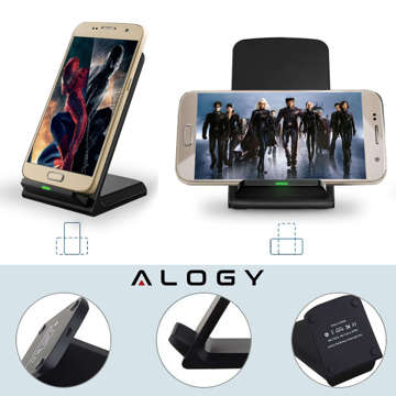 Alogy Qi Stand Charger індукційний бездротовий зарядний пристрій для зарядної станції підставки для телефону 15 Вт Чорний