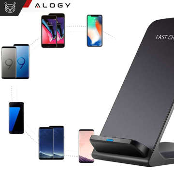 Alogy Qi Stand Charger індукційний бездротовий зарядний пристрій для зарядної станції підставки для телефону 15 Вт Чорний