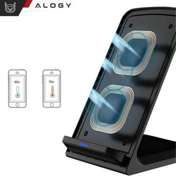 Alogy Qi Stand Charger індукційний бездротовий зарядний пристрій для зарядної станції підставки для телефону 15 Вт Чорний