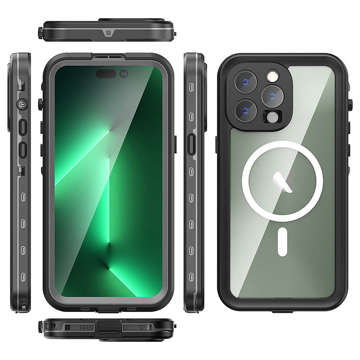 Alogy Waterproof Case IP68 Case with Clear Back 360 Armor Case для MagSafe для Apple iPhone 14 Pro