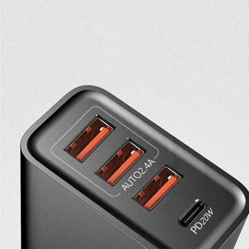 Alogy fast 3x USB-A USB-C Quick Charge QC 3.0 PD 20W Black зарядний пристрій