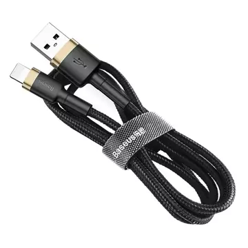 Baseus Cafule Cable міцний нейлоновий кабель USB / Lightning QC3.0 1.5A 2M чорний-золотий (CALKLF-CV1)