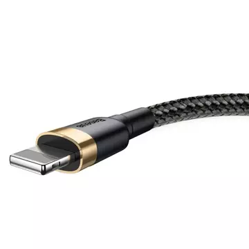 Baseus Cafule Cable міцний нейлоновий кабель USB / Lightning QC3.0 1.5A 2M чорний-золотий (CALKLF-CV1)