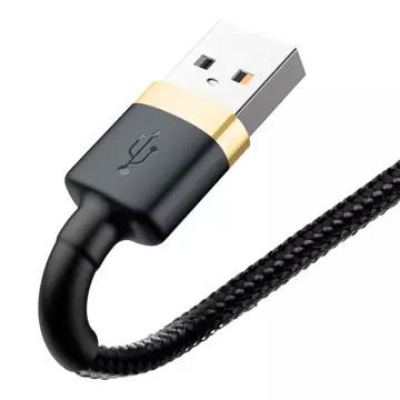 Baseus Cafule Cable міцний нейлоновий кабель USB / Lightning QC3.0 1.5A 2M чорний-золотий (CALKLF-CV1)