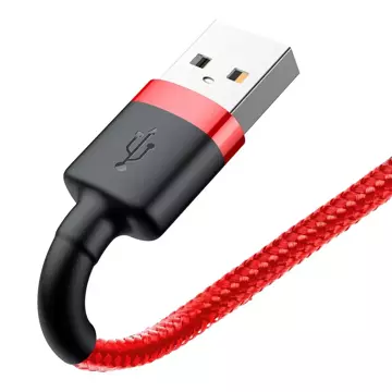 Baseus Cafule Cable міцний нейлоновий кабель USB / Lightning QC3.0 2.4A 1M червоний (CALKLF-B09)