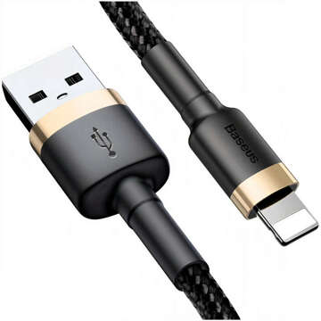 Baseus Cafule Cable міцний нейлоновий кабель USB / Lightning QC3.0 2.4A 1M чорний-золотий (CALKLF-BV1)