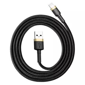 Baseus Cafule Cable міцний нейлоновий кабель USB / Lightning QC3.0 2.4A 1M чорний-золотий (CALKLF-BV1)