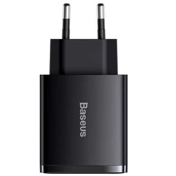 Baseus Compact Quick Charger 2xUSB USB-C PD QC 3.0 3A 30W Black