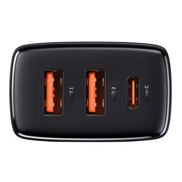 Baseus Compact Quick Charger 2xUSB USB-C PD QC 3.0 3A 30W Black