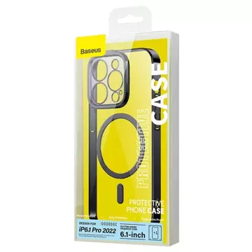 Baseus Glitter Protective Set Transparent Magnetic Case and Tempered Glass для iPhone 14 Pro (чорний)