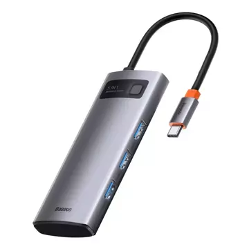 Baseus Metal Gleam Series багатофункціональний USB HUB 5in1 USB Type C PD 100W HDMI сірий (WKWG020013)