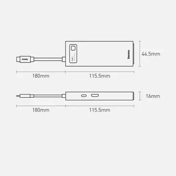 Baseus Metal Gleam Series багатофункціональний USB HUB 5in1 USB Type C PD 100W HDMI сірий (WKWG020013)