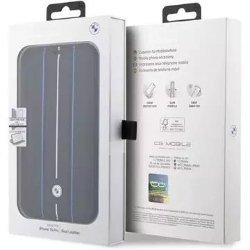Etui BMW BMBKP14X22RVSK до Apple iPhone 14 Pro Max 6,7" книжкова шафа Leather Stamp Blue Lines