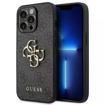 Etui Guess GUHCP14L4GMGGR для Apple iPhone 14 Pro 6,1" чорний/сірий твердий корпус 4G з великим металевим логотипом