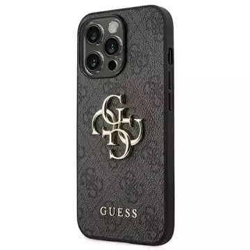 Etui Guess GUHCP14L4GMGGR для Apple iPhone 14 Pro 6,1" чорний/сірий твердий корпус 4G з великим металевим логотипом