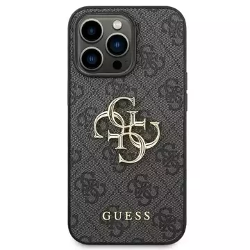 Etui Guess GUHCP14L4GMGGR для Apple iPhone 14 Pro 6,1" чорний/сірий твердий корпус 4G з великим металевим логотипом