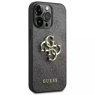 Etui Guess GUHCP14L4GMGGR для Apple iPhone 14 Pro 6,1" чорний/сірий твердий корпус 4G з великим металевим логотипом