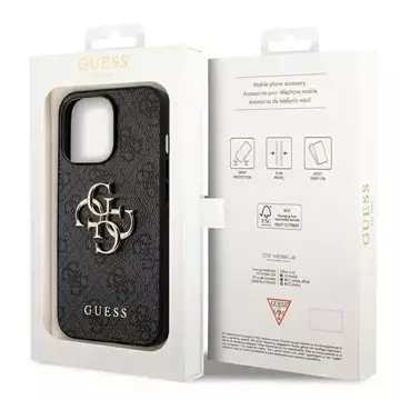 Etui Guess GUHCP14L4GMGGR для Apple iPhone 14 Pro 6,1" чорний/сірий твердий корпус 4G з великим металевим логотипом