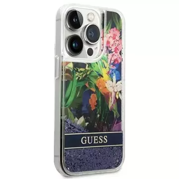 Etui Guess GUHCP14LLFLSB для Apple iPhone 14 Pro 6,1" niebieski/синій твердий чохол Flower Liquid Glitter