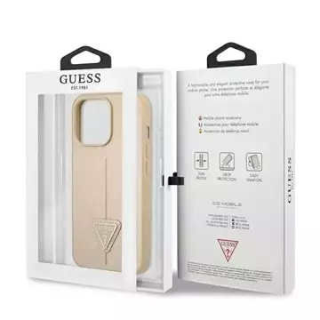 Etui Guess GUHCP14LPSATLE для Apple iPhone 14 Pro 6,1" beżowy/бежевий жорсткий чохол SaffianoTriangle Logo